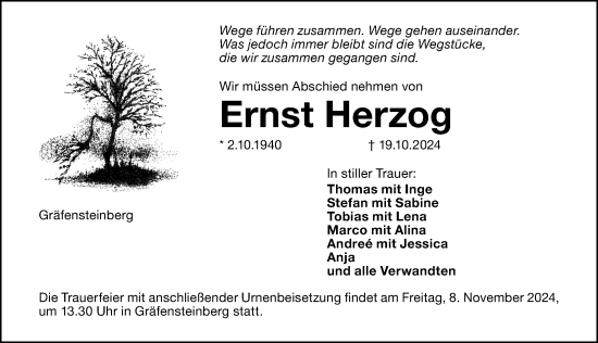 Traueranzeige von Ernst Herzog von Altmühl-Bote Lokal