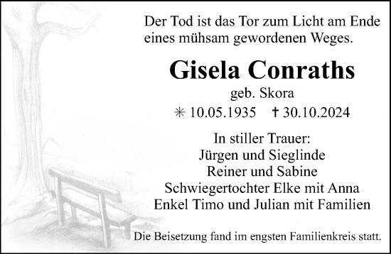 Traueranzeige von Gisela Conraths von Erlanger Nachrichten Lokal