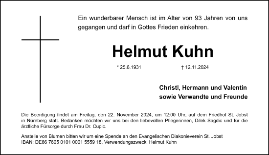 Traueranzeige von Helmut Kuhn von Gesamtausgabe Nürnberger Nachrichten/ Nürnberger Ztg.