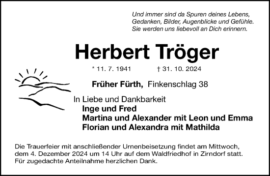 Traueranzeige von Herbert Tröger von Fürther Nachrichten Lokal