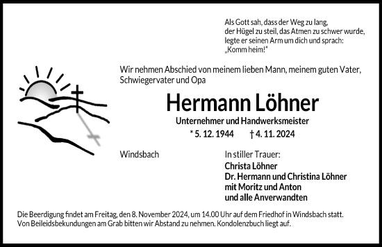 Traueranzeige von Hermann Löhner von Gesamtausgabe Nürnberger Nachrichten/ Nürnberger Ztg.