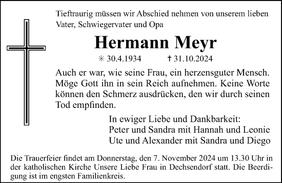 Traueranzeige von Hermann Meyr von Erlanger Nachrichten Lokal