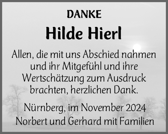 Traueranzeige von Hilde Hierl von HNM,HHZ,G