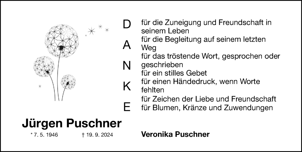  Traueranzeige für Jürgen Puschner vom 02.11.2024 aus Gesamtausgabe Nürnberger Nachrichten/ Nürnberger Ztg./ Fürther Nachrichten