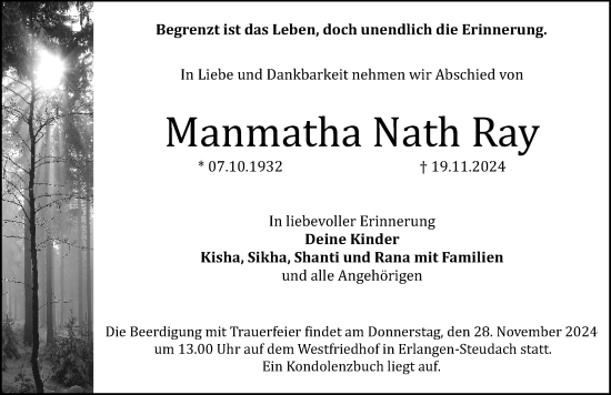 Traueranzeige von Manmatha Nath Ray von Erlanger Nachrichten Lokal