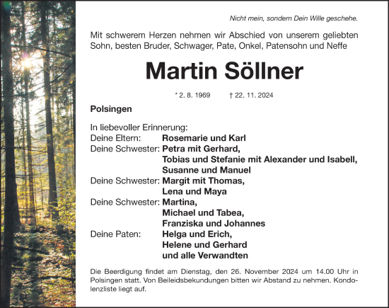 Traueranzeige von Martin Söllner von Altmühl-Bote Lokal