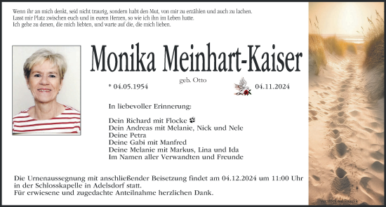 Traueranzeige von Monika Meinhart-Kaiser von Erlanger Nachrichten Lokal