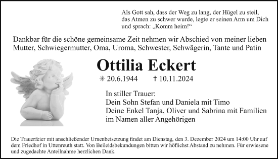 Traueranzeige von Ottilia Eckert von Erlanger Nachrichten Lokal