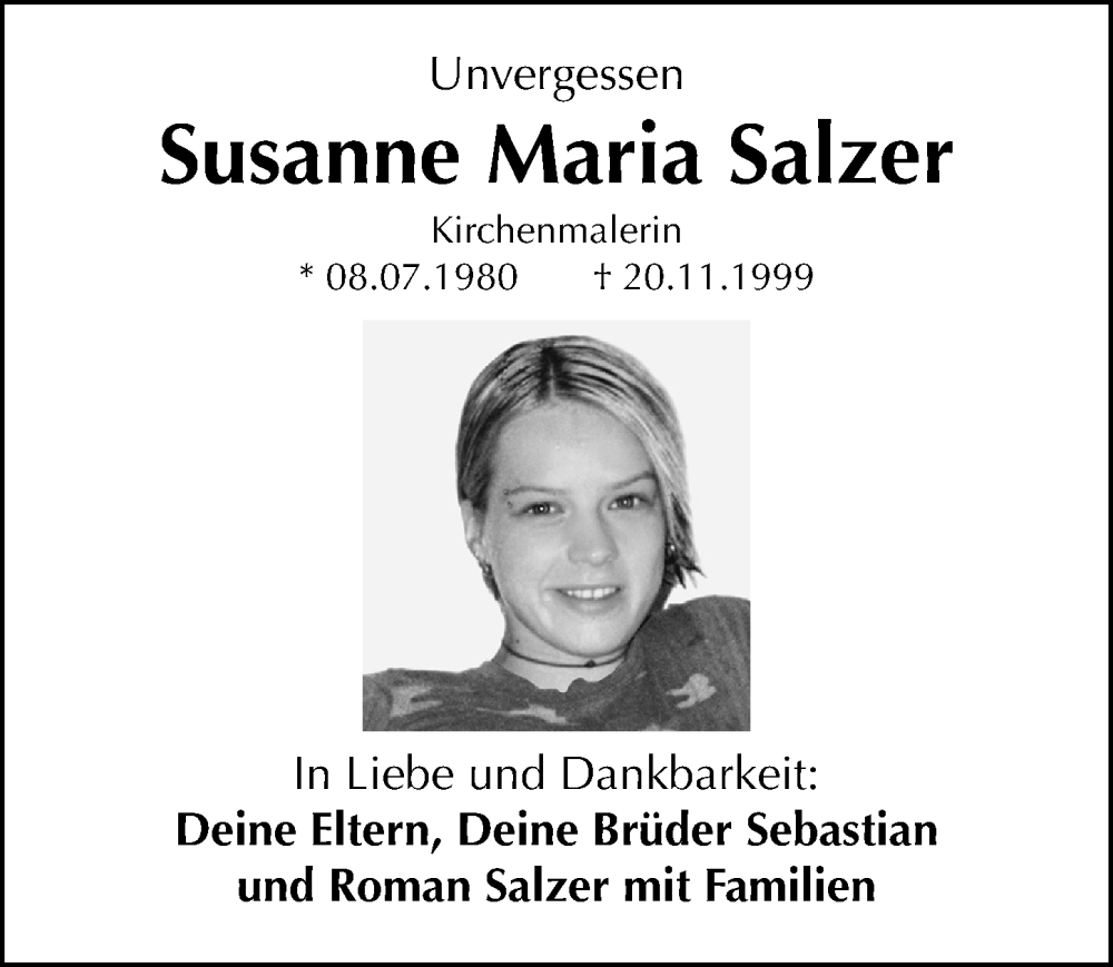  Traueranzeige für Susanne Marie Salzer vom 20.11.2024 aus Neumarkter Nachrichten Lokal