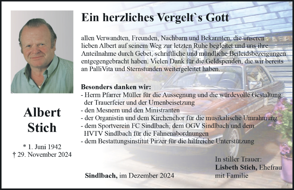  Traueranzeige für Albert Stich vom 21.12.2024 aus Neumarkter Nachrichten Lokal