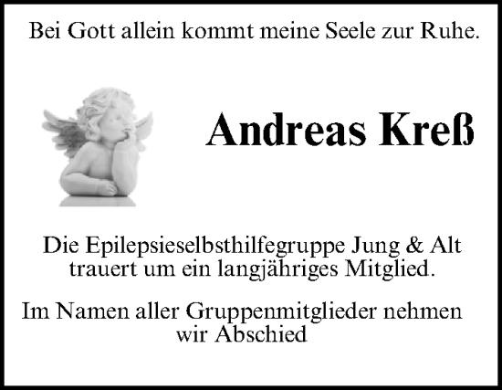 Traueranzeige von Andreas Kreß von Gesamtausgabe Nürnberger Nachrichten/ Nürnberger Ztg.