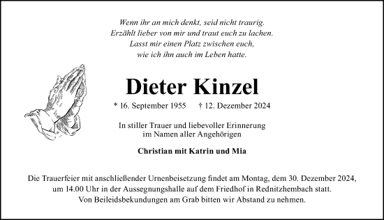 Traueranzeige von Dieter Kinzel von Schwabacher Tagblatt Lokal