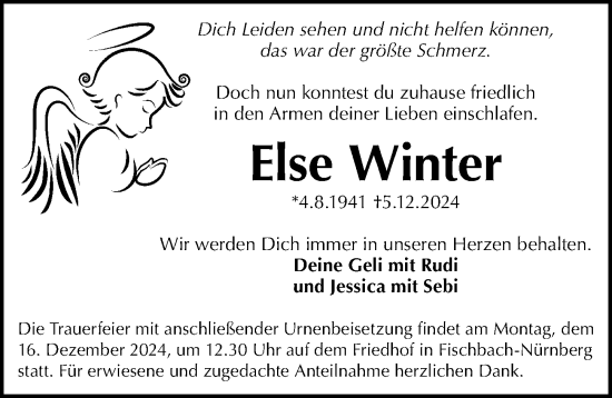 Traueranzeige von Else Winter von Gesamtausgabe Nürnberger Nachrichten/ Nürnberger Ztg.