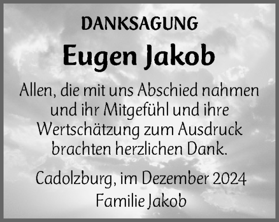 Traueranzeige von Eugen Jakob von Fürther Nachrichten Lokal