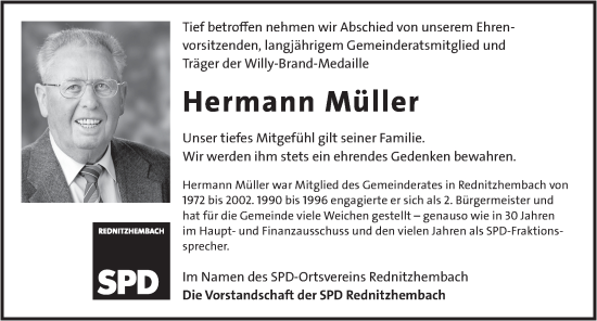 Traueranzeige von Hermann Müller von Schwabacher Tagblatt Lokal