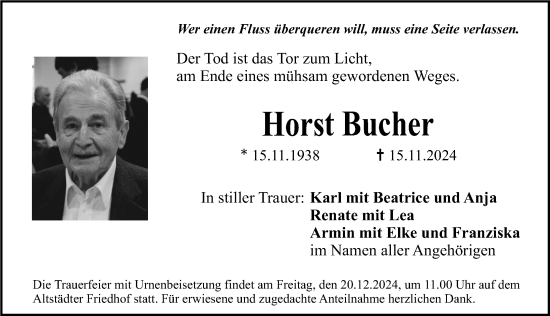 Traueranzeige von Horst Bucher von Erlanger Nachrichten Lokal