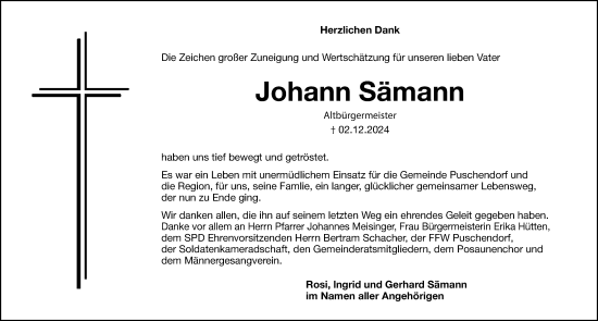 Traueranzeige von Johann Sämann von Fürther Nachrichten Lokal