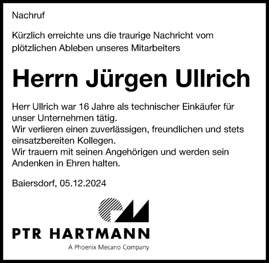 Traueranzeige von Jürgen Ullrich von Erlanger Nachrichten/ Nordbayer. Nachrichten Forchheim