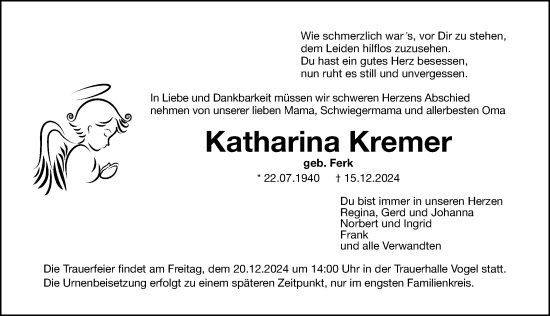 Traueranzeige von Katharina Kremer von Fürther Nachrichten Lokal
