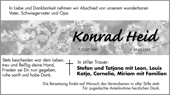 Traueranzeige von Konrad Heid von Nordbayerische Nachrichten Forchheim Lokal