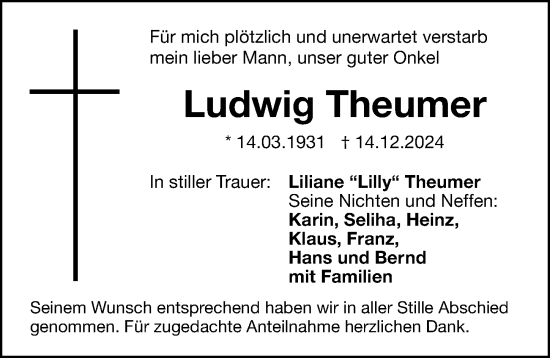 Traueranzeige von Ludwig Theumer von Fürther Nachrichten Lokal