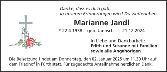 Traueranzeige von Marianne Jandl von Fürther Nachrichten Lokal