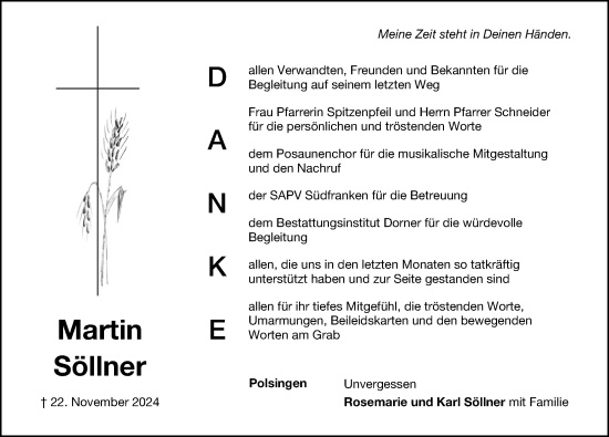 Traueranzeige von Martin Söllner von Altmühl-Bote Lokal