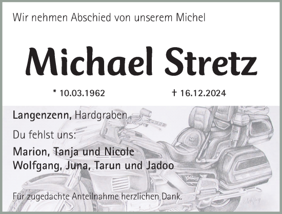 Traueranzeige von Michael Stretz von Fürther Nachrichten Lokal