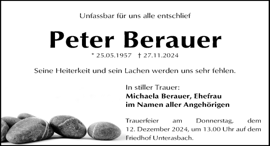 Traueranzeige von Peter Berauer von Fürther Nachrichten Lokal