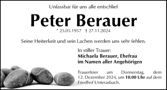 Traueranzeige von Peter Berauer von Fürther Nachrichten Lokal