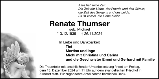 Traueranzeige von Renate Thumser von Fürther Nachrichten Lokal