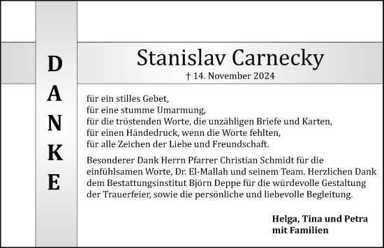 Traueranzeige von Stanislav Carnecky von Erlanger Nachrichten Lokal