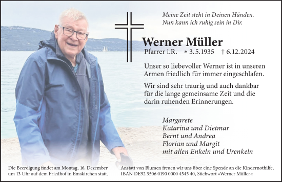 Traueranzeige von Werner Müller von Gesamtausgabe Nürnberger Nachrichten/ Nürnberger Ztg.