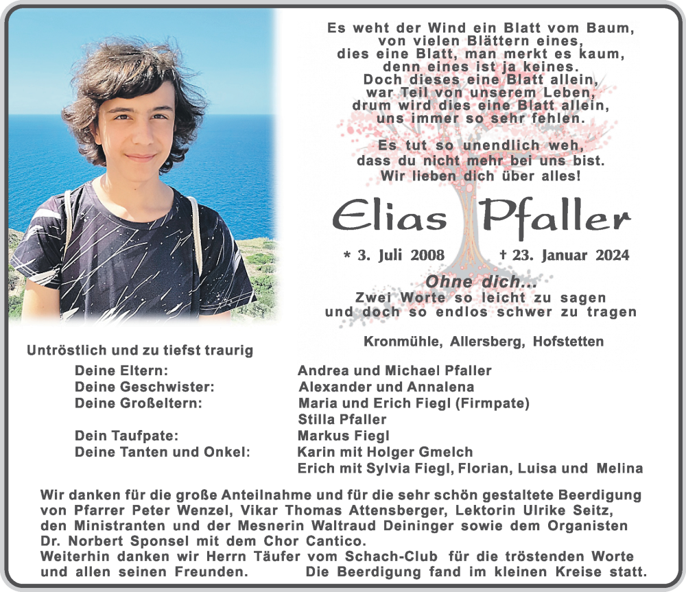  Traueranzeige für Elias Pfaller vom 03.02.2024 aus Roth-Hilpoltsteiner Volkszeitung Lokal