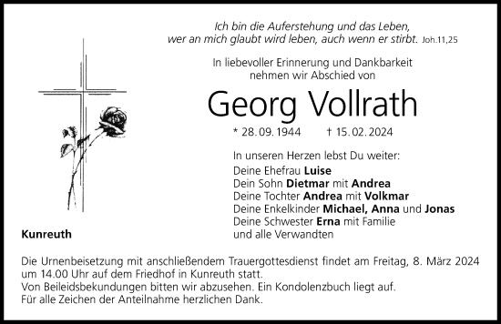 Traueranzeige von Georg Vollrath von Nordbayerische Nachrichten Forchheim Lokal