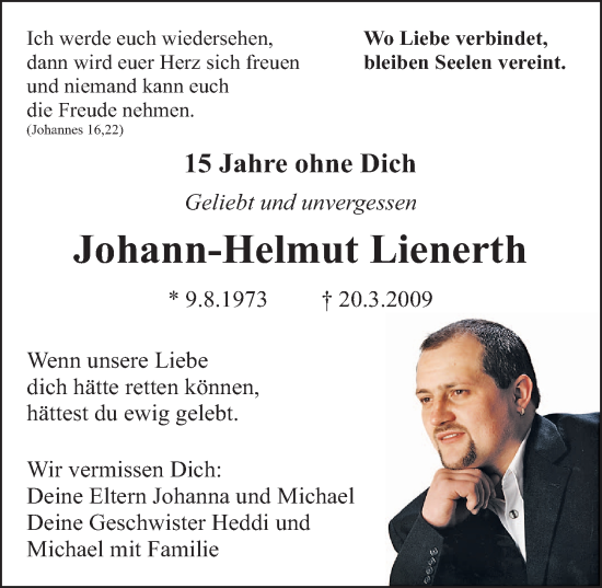 Traueranzeige von Johann-Helmut Lienerth von Neumarkter Nachrichten Lokal