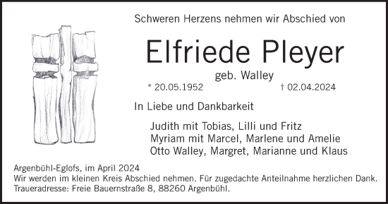 Traueranzeige von Elfriede Pleyer von Schwabacher Tagblatt Lokal