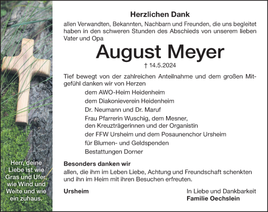 Traueranzeige von August Meyer von Altmühl-Bote Lokal