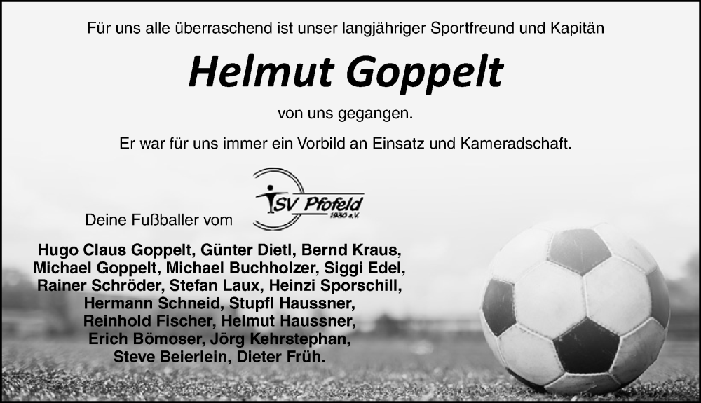  Traueranzeige für Helmut Goppelt vom 22.05.2024 aus Altmühl-Bote Lokal