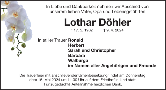 Traueranzeige von Lothar Döhler von Fürther Nachrichten Lokal