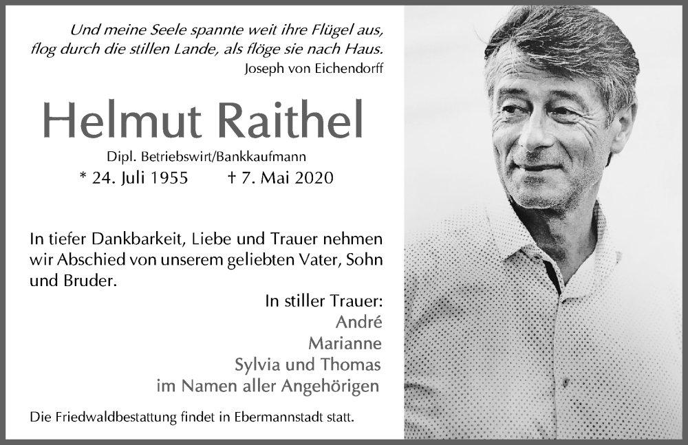  Traueranzeige für Helmut Raithel vom 23.05.2020 aus Fürther Nachrichten Lokal