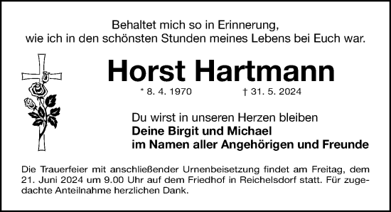 Traueranzeige von Horst Hartmann von Gesamtausgabe Nürnberger Nachrichten/ Nürnberger Ztg.