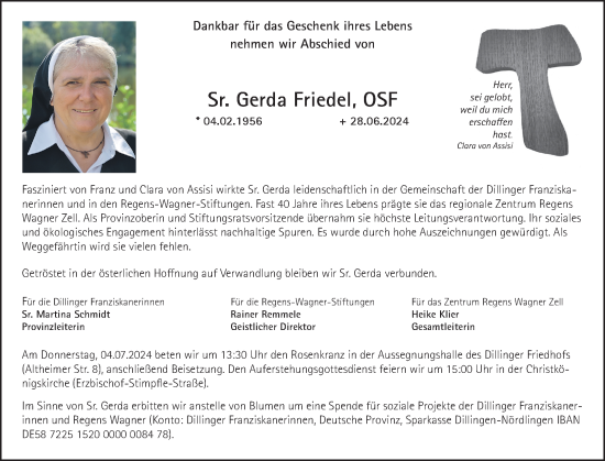 Traueranzeige von Gerda Friedel von Gesamtausgabe Nürnberger Nachrichten/ Nürnberger Ztg.