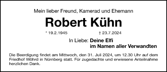 Traueranzeige von Robert Kühn von Gesamtausgabe Nürnberger Nachrichten/ Nürnberger Ztg.