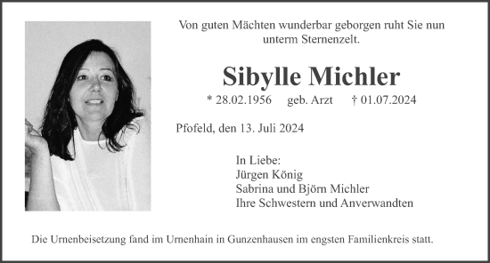 Traueranzeige von Sibylle Michler von Altmühl-Bote Lokal