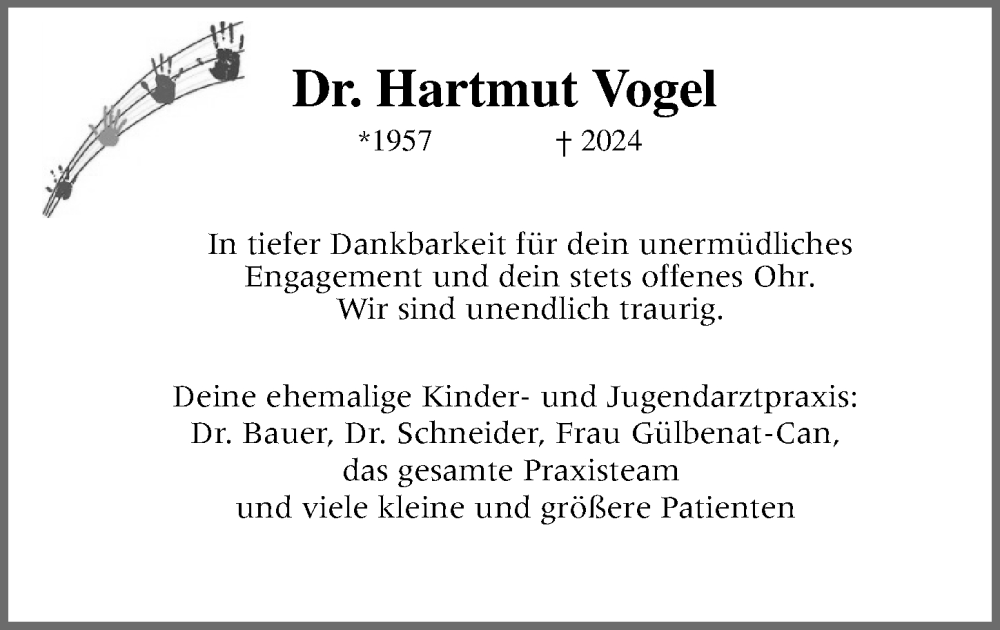  Traueranzeige für Hartmut Vogel vom 24.08.2024 aus Roth-Hilpoltsteiner Volkszeitung Lokal