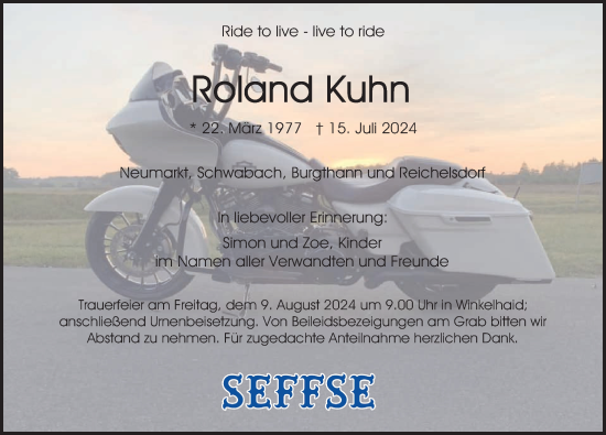 Traueranzeige von Roland Kuhn von Neumarkter Nachrichten Lokal
