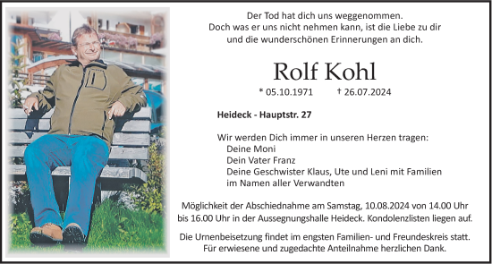 Traueranzeige von Rolf Kohl von Roth-Hilpoltsteiner Volkszeitung Lokal