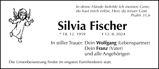 Traueranzeige von Silvia Fischer von Gesamtausgabe Nürnberger Nachrichten/ Nürnberger Ztg.