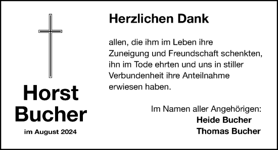 Traueranzeige von Horst Bucher von Fürther Nachrichten Lokal